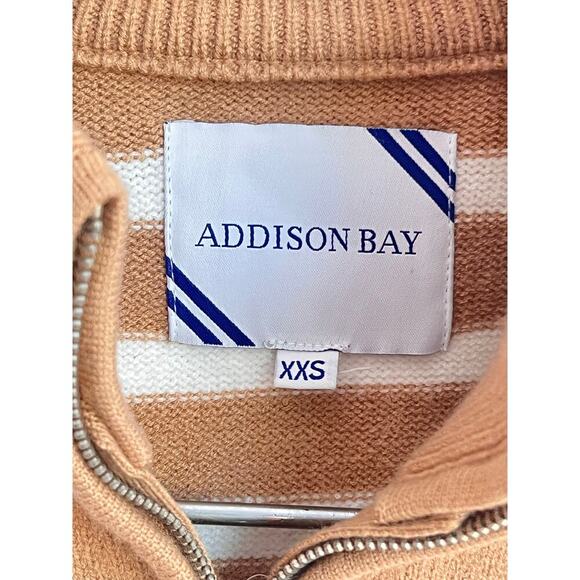 Addison Bay Fall Collection Striped 1/4 Zip Pullover Sweater Latte Women's XXS - Picture 5 of 11
